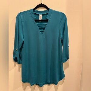 Teal V-Neck Women's Top